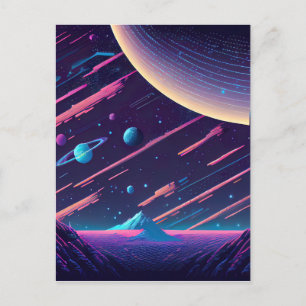 Personalize - Retro Space Scene Postkarte
