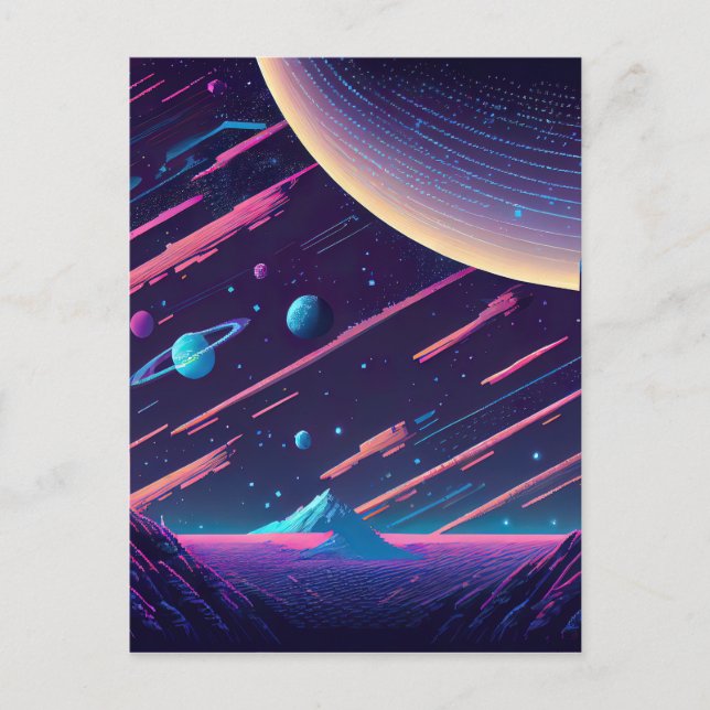Personalize - Retro Space Scene Postkarte (Vorderseite)