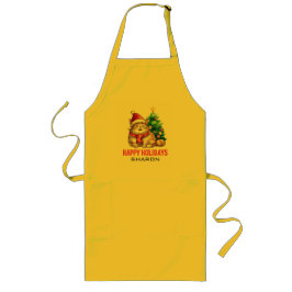 Personalize Santa Paws Says Happy Holidays Lange Schürze