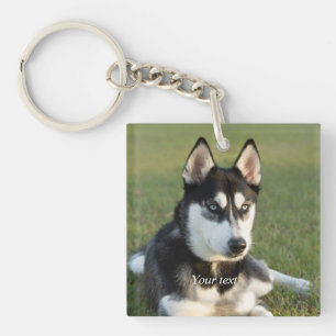 Personalize Siberian Husky puppy Schlüsselanhänger