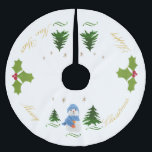 Personalize, Snowman, Weihnachtsbaum, Zweig Polyester Weihnachtsbaumdecke<br><div class="desc">Personalisieren, Handnähte Schneemann aus weißer Socke und gefüllt mit Korn, Häkelblauer Hut und Schal und geklebt Augen und Mund schwarzen Kunststoff und geklebt Nase aus roter Perle. Handschnitt Weihnachtszweig. Vier grüne Weihnachtsbaum und Weihnachtssterne. *Alle Dinge, die Sie auf den Produkten sehen, sind handgefertigt, aber Sie müssen wissen, dass Sie ein...</div>