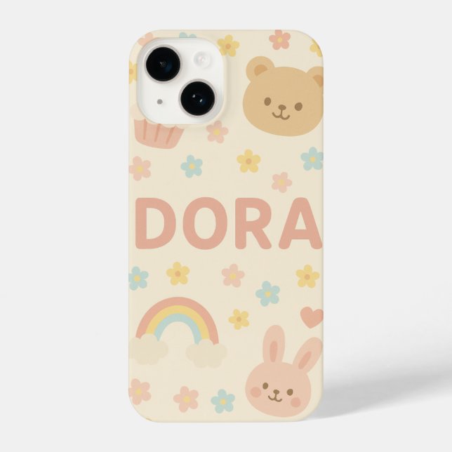personalize Soft Pastel Cute Phone Case with Name iPhone Hülle (Rückseite)