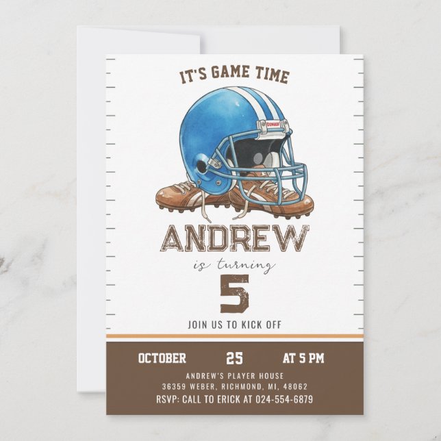 Personalize Sport Football Birthday Einladung (Vorderseite)