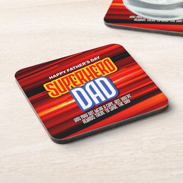 Personalize SuperHero Vater Getränkeuntersetzer (Linke Seite)