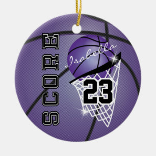 Personalize Superstar Basketball - Lila Keramik Ornament