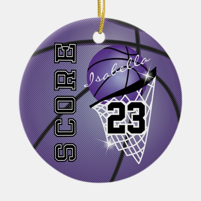 Personalize Superstar Basketball - Lila Keramik Ornament (Vorne)