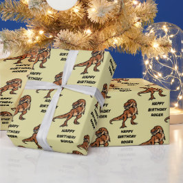 Personalize T-Rex Dinosaur Tyrannosaurus Geburtsta Geschenkpapier