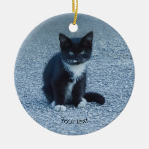 Personalize Tuxedo Schwarzweiß Kitten Keramik Ornament