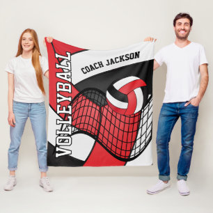 Personalize - Volleyball 🏐 Design - Rot und Schwa Fleecedecke