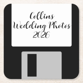Personalize Wedding Photos Floppy Disk Coaster Rechteckiger Pappuntersetzer
