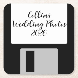 Personalize Wedding Photos Floppy Disk Coaster Rechteckiger Pappuntersetzer