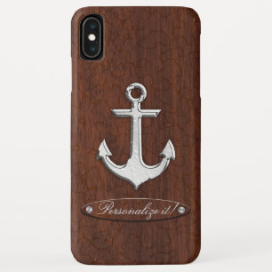 Personalize! Wet Nautical Mahogany Anchor Steel Case-Mate iPhone Hülle