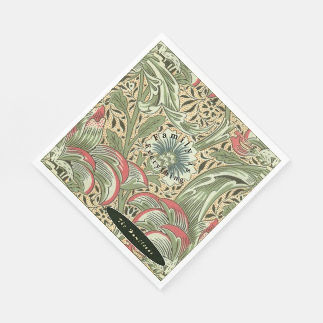 Personalize William Morris Corncockle Blume Serviette (Ecke)
