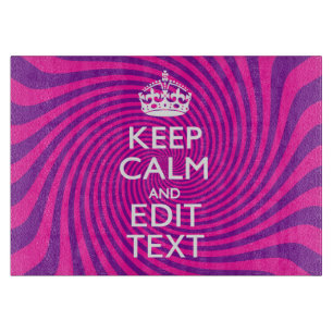 Personalize Your Keep Calm Saying on Pink Swirl Schneidebrett