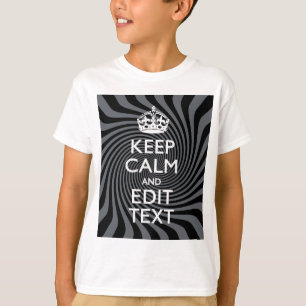 Personalize Your Keep Calm Text on Black Swirl T-Shirt