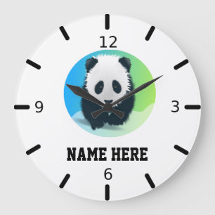 Personalize Your Own Baby Panda Große Wanduhr