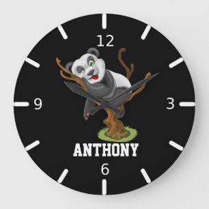 Personalize Your Own Cute Baby Panda Große Wanduhr