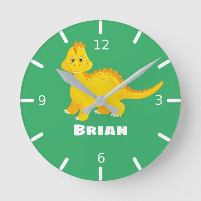 Personalize Your Own Dinosaur Square Wall Clock Runde Wanduhr (Vorderseite)