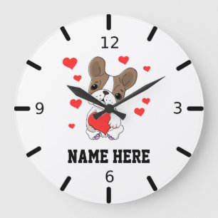 Personalize Your Own Puppy Love Große Wanduhr