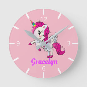 Personalize Your Own Unicorn Runde Wanduhr