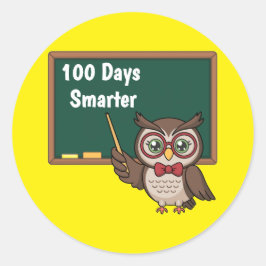 Personalized 100 Days Smarter Owl and Chalkboard Runder Aufkleber