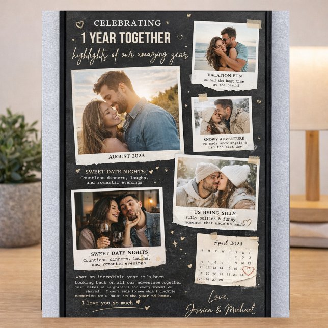 Personalized 1 Year Anniversary Photo Collage  Poster (Von Creator hochgeladen)