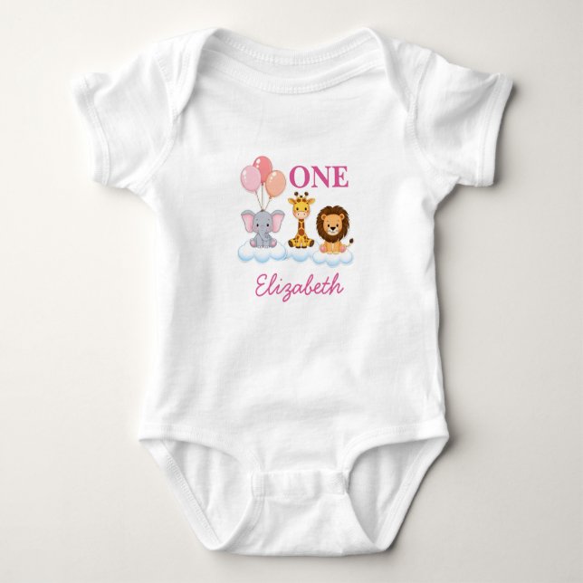 Personalized 1st Birthday Bodysuit, First Birthday Baby Strampler (Vorderseite)