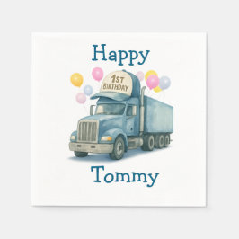  Personalized 1st Birthday Semi Truck Napkins Serviette