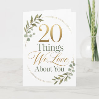 Personalized 20 Things We Love About You Gift Karte