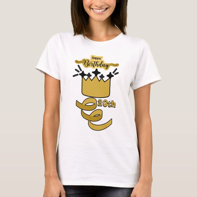  Personalized 20th Birthday King Crown Design T-Shirt (Vorderseite)