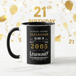 Personalized 21st Birthday Born 2005 Vintage Black Tasse