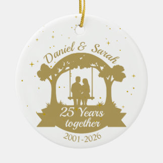 Personalized 25th Anniversary Gift Keepsake Keramik Ornament