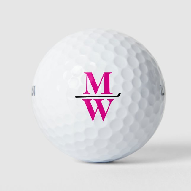 Personalized 2-Initials Pink Monogram  Golfball (Vorderseite)