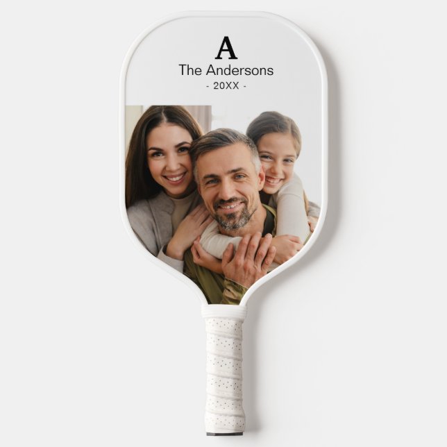 Personalized 2 Photo with Monogram & Family Name Pickleball Schläger (Vorderseite)