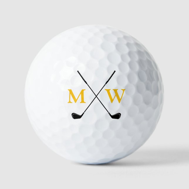 Personalized 2 Yellow Initials Monogram Golfer's Golfball (Vorderseite)