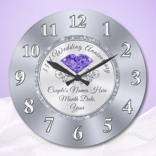 Personalized 33rd Wedding Anniversary Gift Große Wanduhr