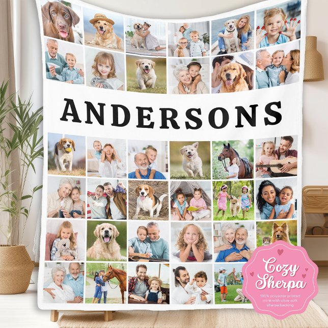 Personalized 36 Photos Collage Cute Trendy Family Sherpadecke (Von Creator hochgeladen)