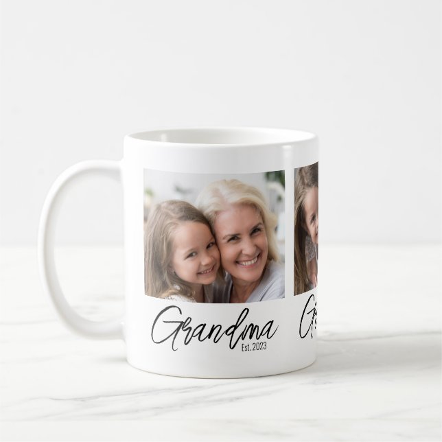 Personalized 3 Photo Grandma Established Year Kaffeetasse (Links)