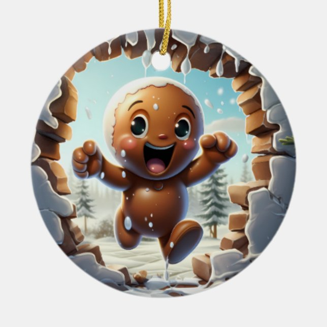 Personalized 3D Gingerbread Man Keramik Ornament (Vorne)
