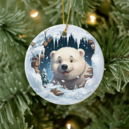 Personalized 3D Polar Bear Keramik Ornament