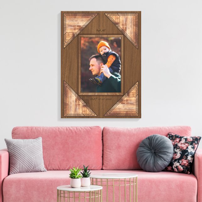 Personalized 3D Rustic Wood Pattern Frame Leinwanddruck (Insitu (Wohnzimmer))