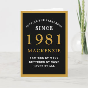 Personalized 40th Birthday 1981 Black Gold Chic Karte