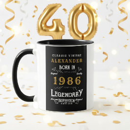 Personalized 40th Birthday Born 1986 Vintage Black Tasse