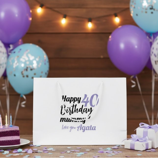 Personalized 40th Birthday Gift Bag - Custom Name  Große Geschenktüte (Von Creator hochgeladen)
