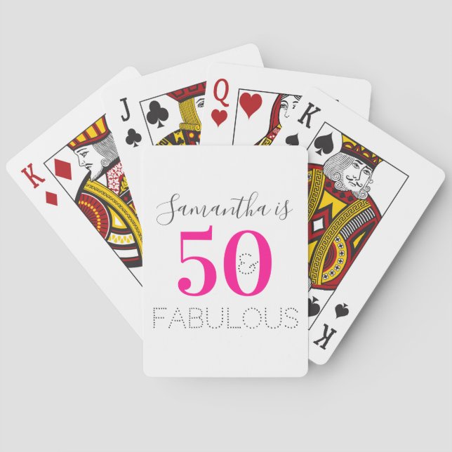 Personalized 50 and Fabulous Hot Pink Birthday Spielkarten (Rückseite)