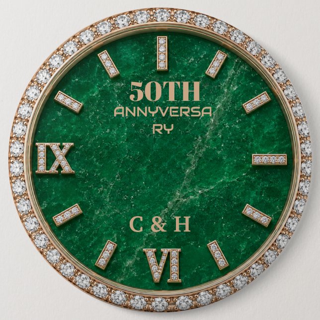 Personalized 50th Anniversary Emerald Marble  Button (Vorderseite)