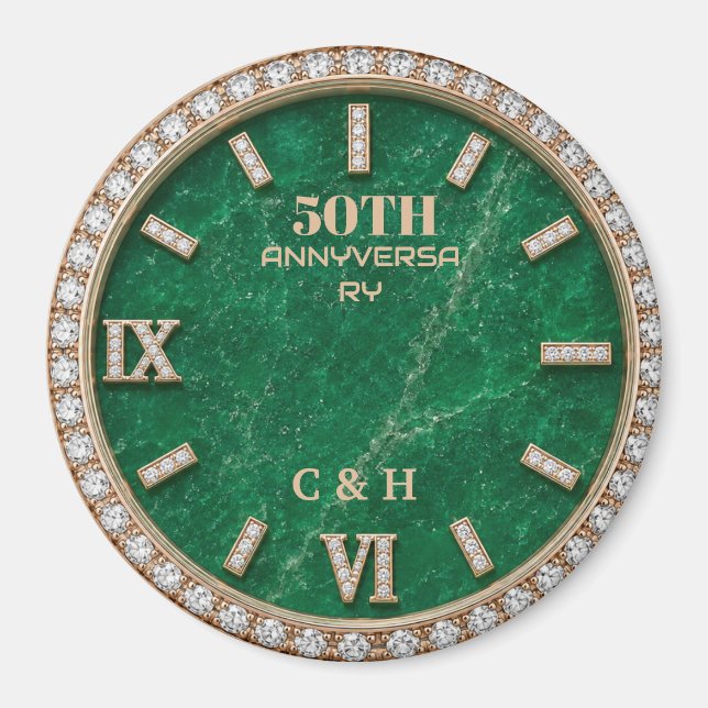 Personalized 50th Anniversary Emerald Marble  Magnet (Vorne)