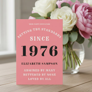 Personalized 50th Birthday 1976 Add Your Name Pink Einladung