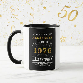 Personalized 50th Birthday Born 1976 Vintage Black Tasse