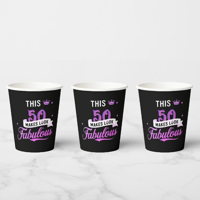 Personalized 50th Birthday Paper Cups for Her Pappbecher (Multi)